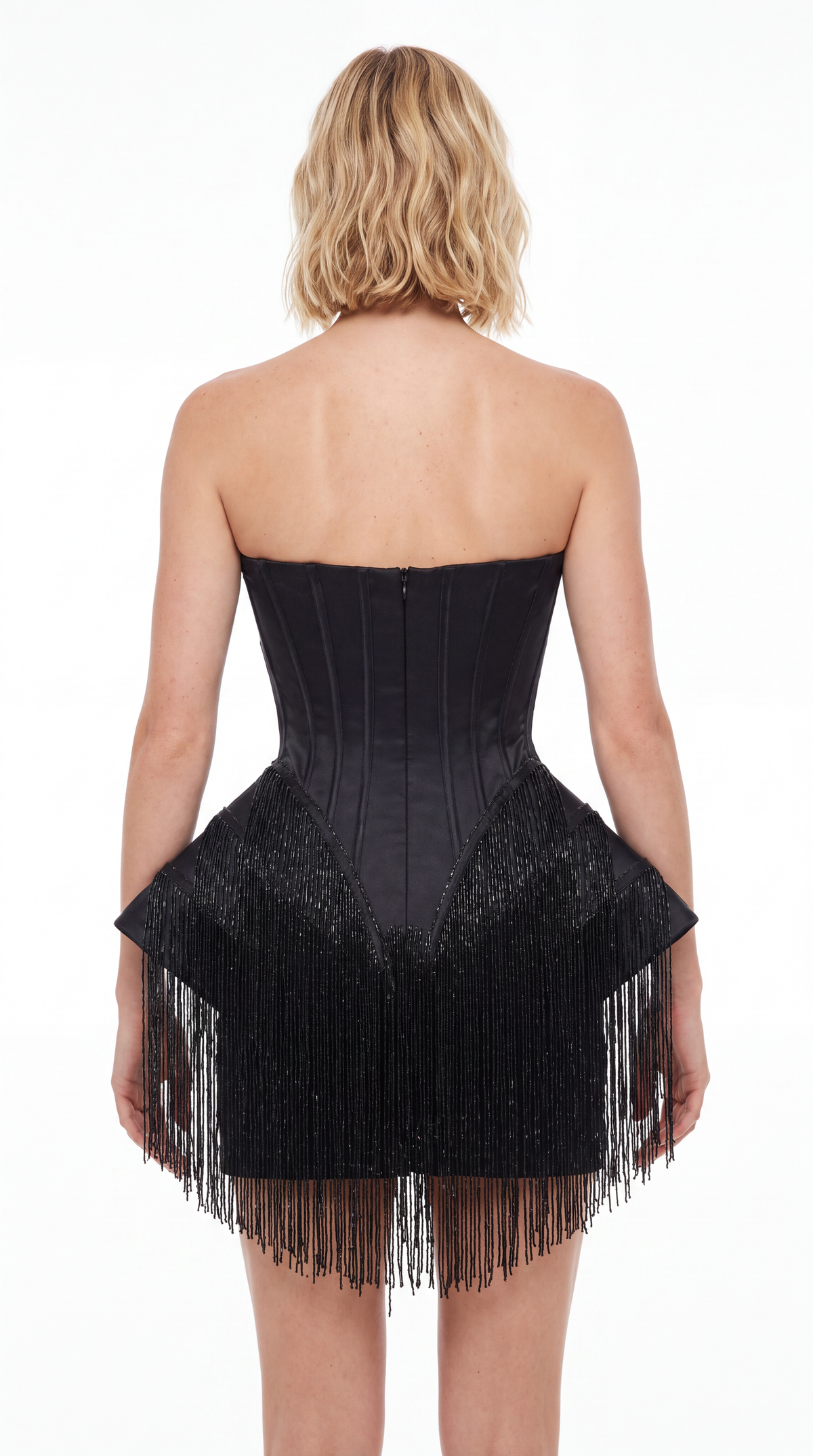 Noir Fringe Corset Dress
